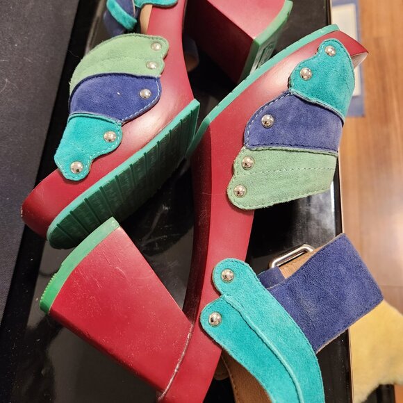 Fluevog open-toes sandals on platform 6 US size (Peru) suede multicolor - Picture 4 of 5